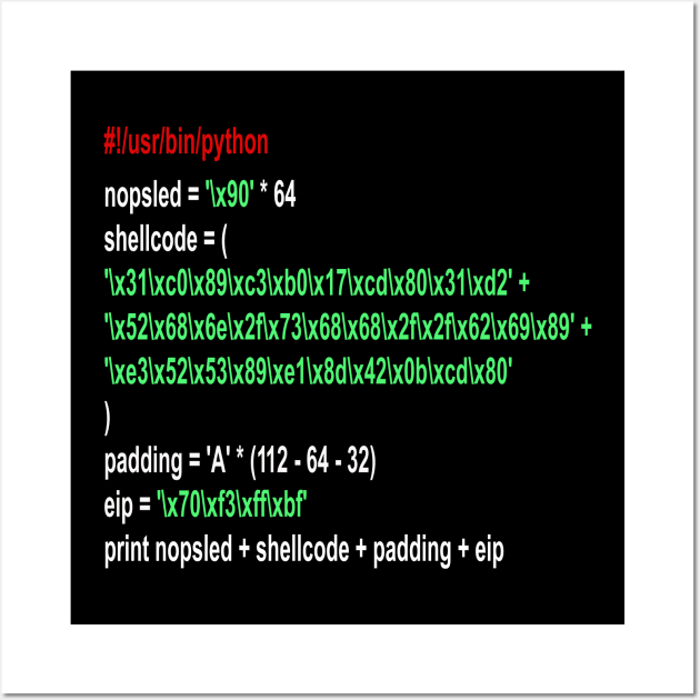 Cyber security - Hacker - Buffer Overflow Shellcode Wall Art by Cyber Club Tees